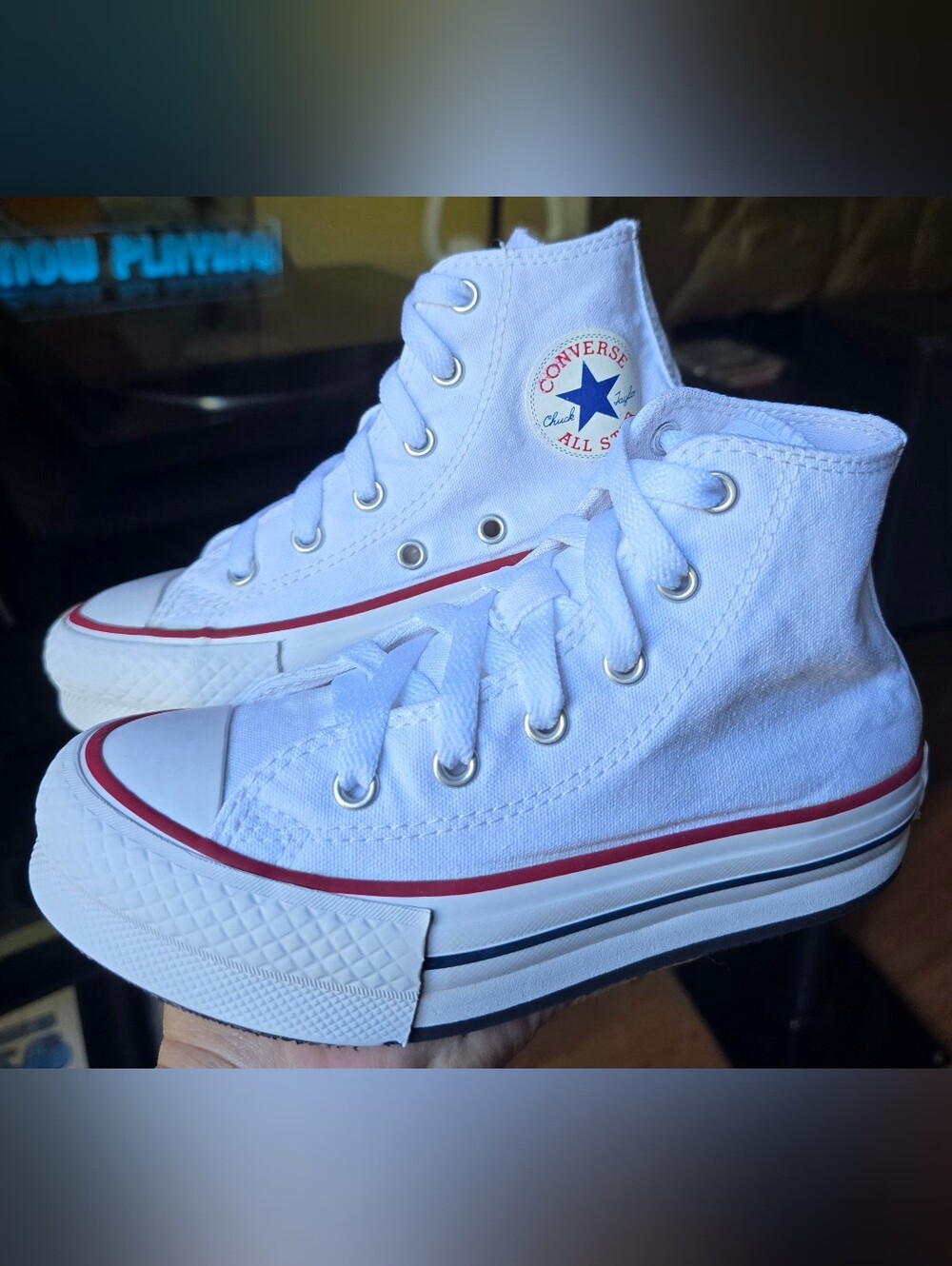 Sz 13 Toddler Kids CONVERSE CTAS HI EVA LIFT PLATFORM 'White' Casual Shoes